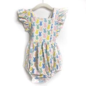 Ollie Jay Easter Spring Bunny Bubble Romper with Ruffles NWT Size 2T
